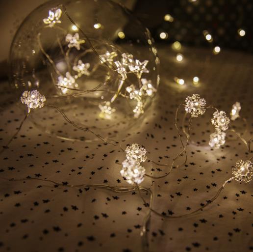 【家居百货】新款led灯串 雪花星星铜线灯造型圣诞彩灯 定时电池盒装饰灯 商品图5