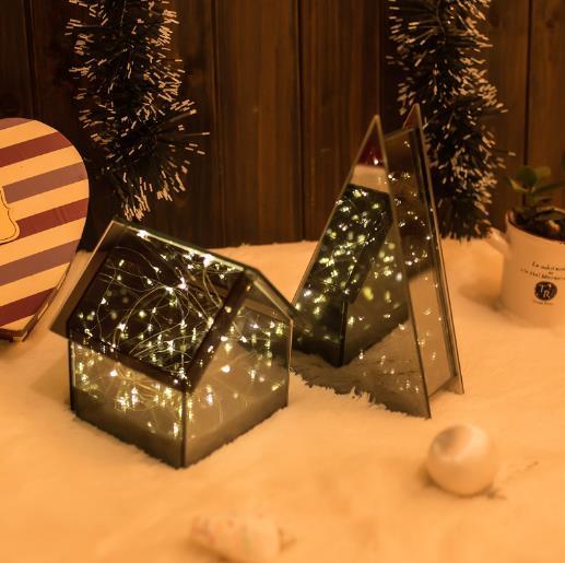 【家居百货】新款led圣诞彩灯玻璃房子塔造型铜线灯串 led节日灯 商品图2