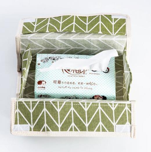 【家居百货】棉麻布艺纸巾盒 田园风多功能纸巾抽纸巾套 桌面杂物收纳盒 商品图2