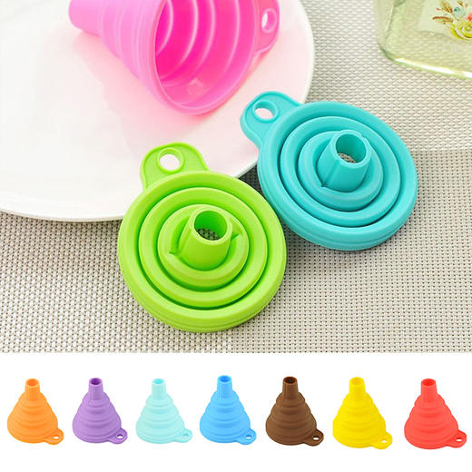 硅胶折叠漏斗伸缩长颈厨房油漏耐高温2个装 商品图1