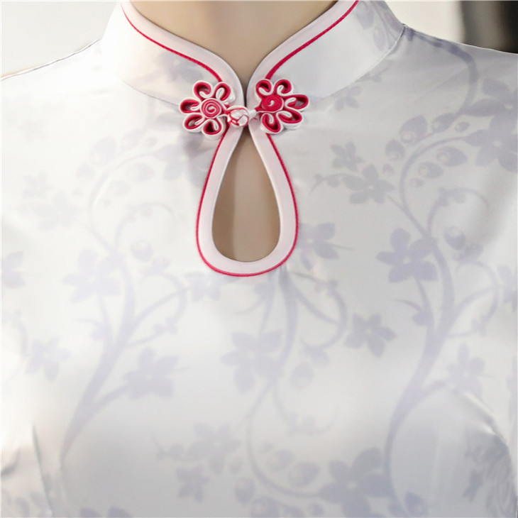 sky hm831725中袖滴水领丝绸双层中长中袖旗袍