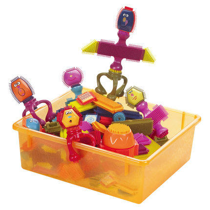 btoys鬃毛盘装积木儿童拼插空间想象智力早教玩具软胶75粒