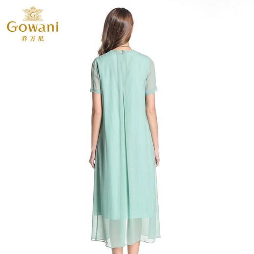 乔万尼夏季真丝印花古风假两件连衣裙EB2E852 商品图2