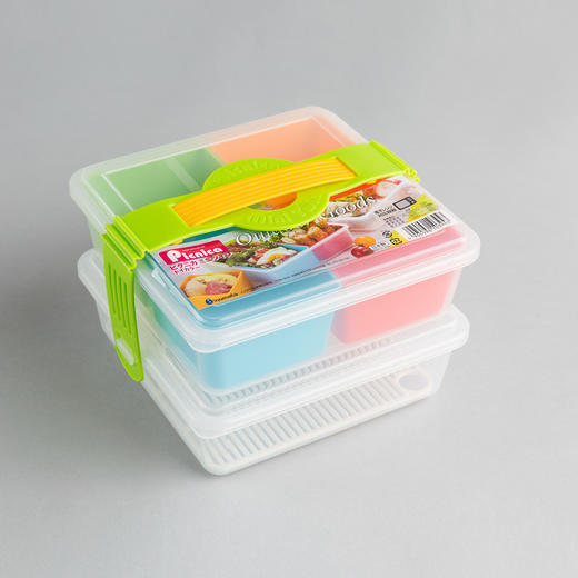 【让吃饭变成一件有颜色的事儿】日本inomata带分格饭盒彩色单双层饭盒保鲜盒便当盒水果盒 商品图3
