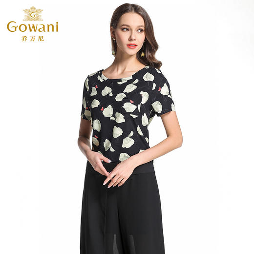 乔万尼夏季桑蚕丝上衣印花大花朵衬衫EB2C819 商品图2