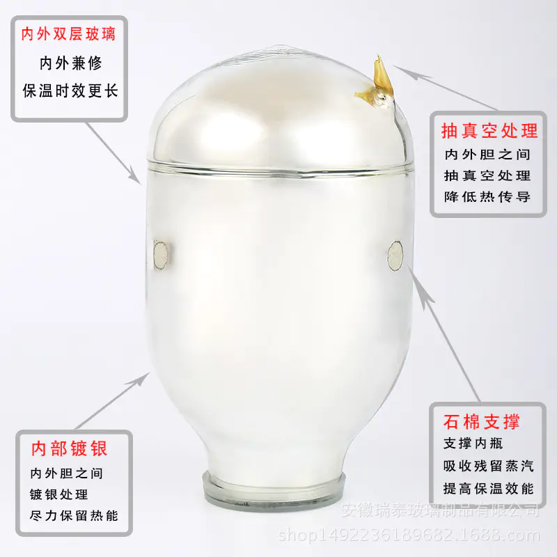 居家】。定制新款保温壶玻璃内胆保温壶单只1升创意家用玻璃热水瓶