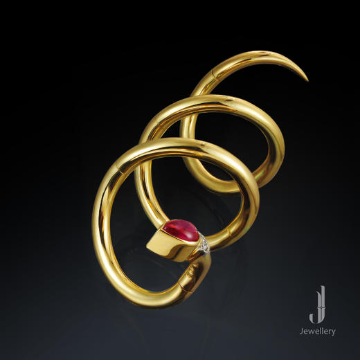 J珠宝 18K 蛇形红宝石戒指 商品图1