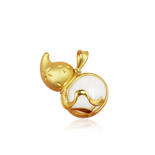 3D足金和田玉（白玉）葫芦吊坠—宝葫芦 商品图0