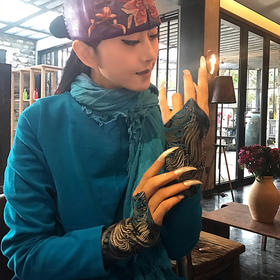 自然系列——邀月织锦提花半指手套