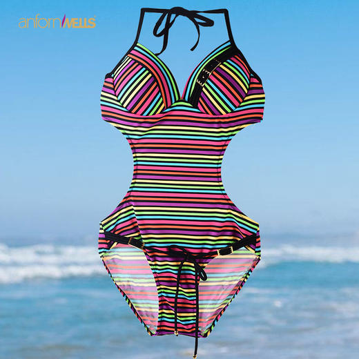 安芳维丝  色条连体性感泳衣 19118502 商品图0