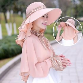 骑车防晒帽子遮脸防紫外线电动车遮阳帽可折叠太阳帽女士夏天凉帽