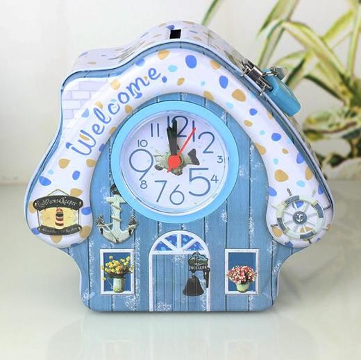 【家居摆件】小灵精可爱卡通小闹钟房子储蓄罐存钱罐六一儿童节小礼物礼品 商品图0