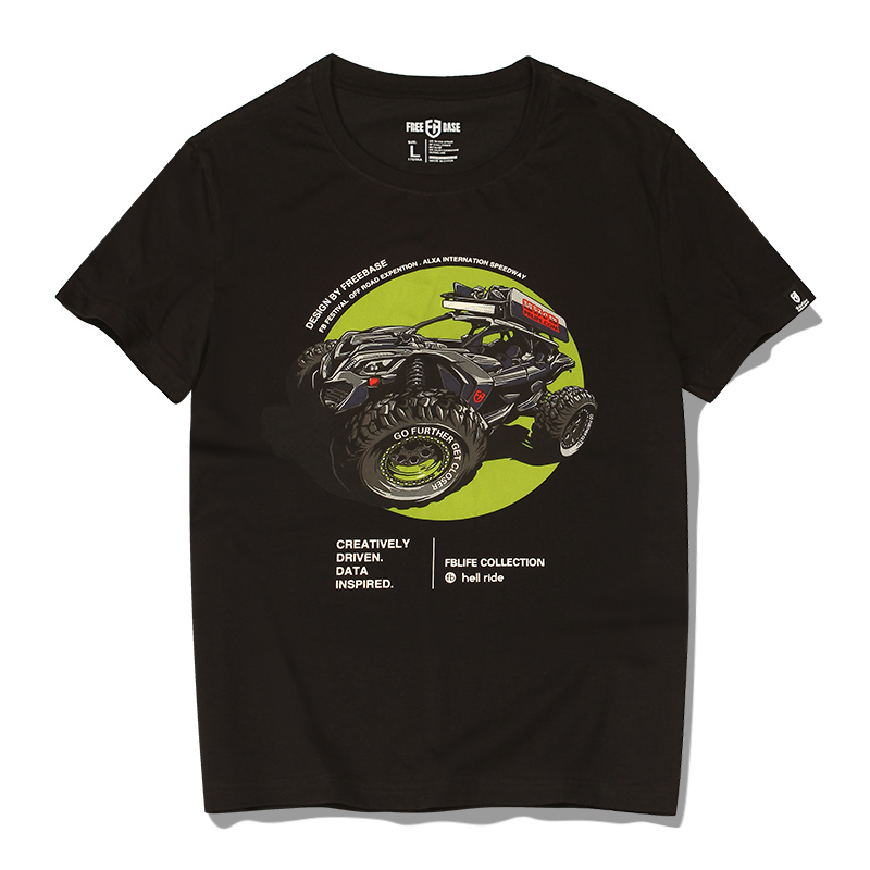 [19.9元1件]越野e族夏季新品短袖T恤越野战车印花合体纯棉体恤潮流T