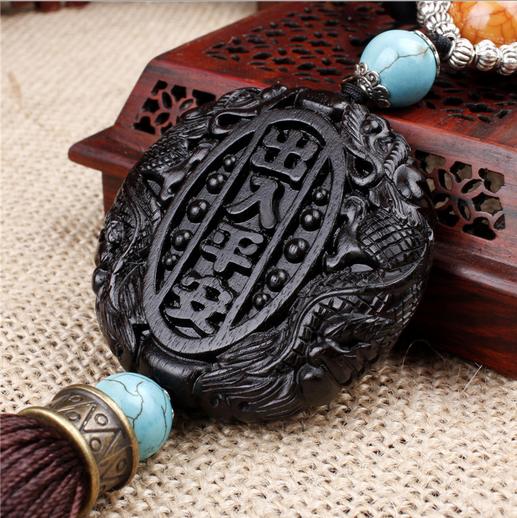 【汽车用品】镇店之宝 汽车乌木挂件 出入平安立体雕刻汽车装饰用品 AWS018 商品图1