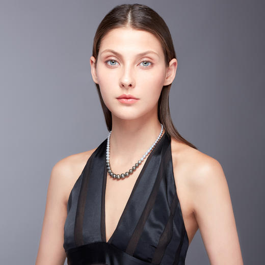 「夜雨」黑白珍珠渐变短链 40cm 商品图6