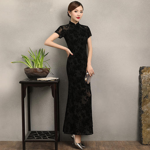 【香魅】新款烧花鱼尾摆宴会旗袍XGT-Q8096 商品图0