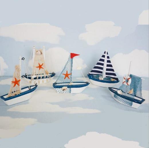 【家居摆件】地中海风格装饰品帆船摆件摆设 时尚创意木质小船模型工艺品 商品图0