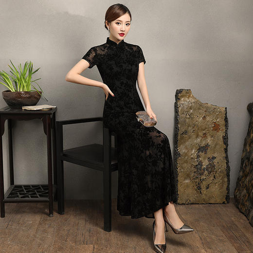 【香魅】新款烧花鱼尾摆宴会旗袍XGT-Q8096 商品图2