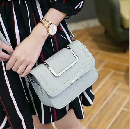 【服饰鞋包】韩版新款休闲铂金手提包时尚荔枝纹小方包单肩包 商品图1