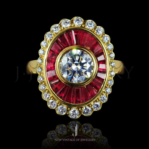 J珠宝 18K红宝石钻石戒指 商品图0