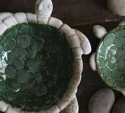 【家居摆件】。创意彩色釉陶瓷摆件乌龟盆 钥匙糖果盘/烟灰缸工艺品 商品图1