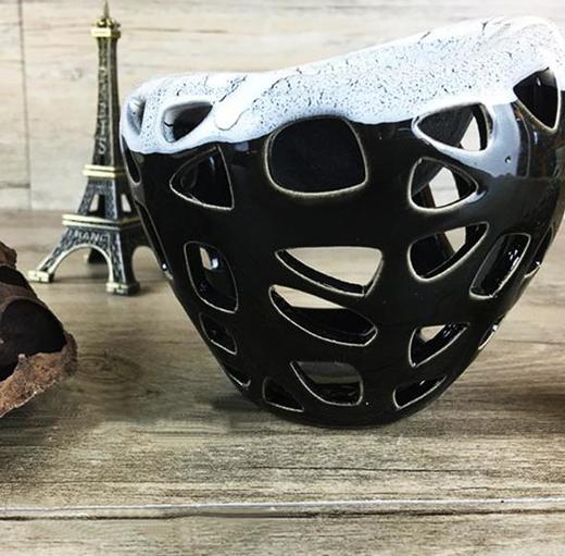 【创意家居】。创意时尚鸟巢 陶瓷冰裂釉镂空香薰精油灯炉现代家居摆设 商品图3