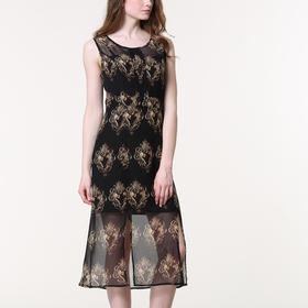 1S7815-黑色连衣裙--叶落--《梵高的花园》