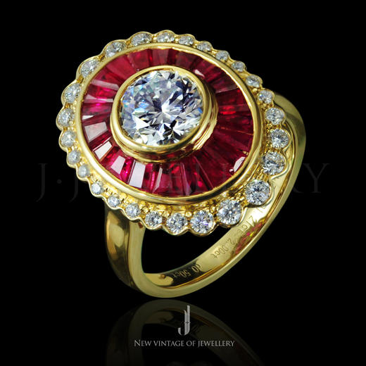 J珠宝 18K红宝石钻石戒指 商品图2