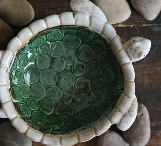 【家居摆件】。创意彩色釉陶瓷摆件乌龟盆 钥匙糖果盘/烟灰缸工艺品 商品图2