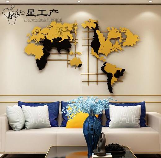 【创意家居】家居创意世界地图金属壁饰客厅背景墙壁挂酒店墙面软装挂件装饰品 商品图1