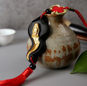 【汽车配饰】*汽车挂件 车内装饰用品柳叶观音汽车挂饰炭雕车挂