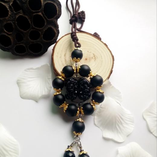 【汽车配饰】*汽车挂件 玛瑙车挂 黑曜石保平安双貔貅车内用品饰品 商品图2