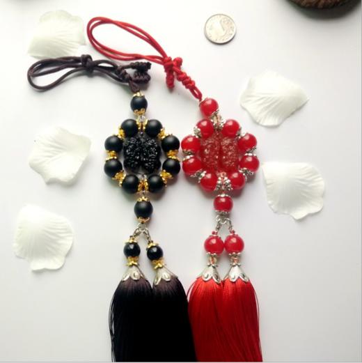 【汽车配饰】*汽车挂件 玛瑙车挂 黑曜石保平安双貔貅车内用品饰品 商品图0