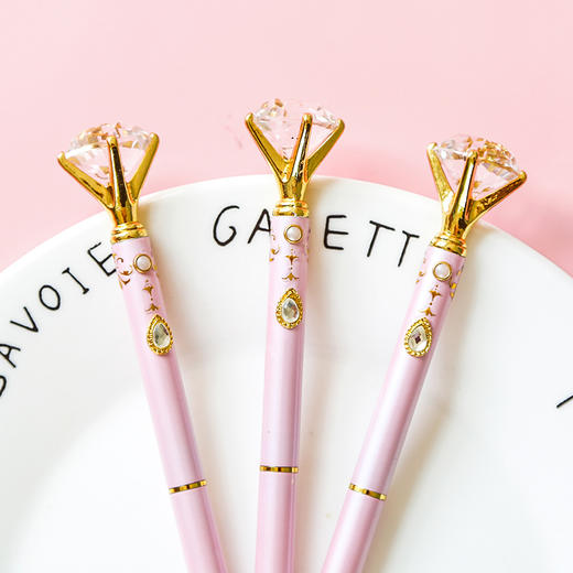 三年二班唯美钻石权杖笔可爱少女心学生用笔圆珠笔签字笔创意礼品