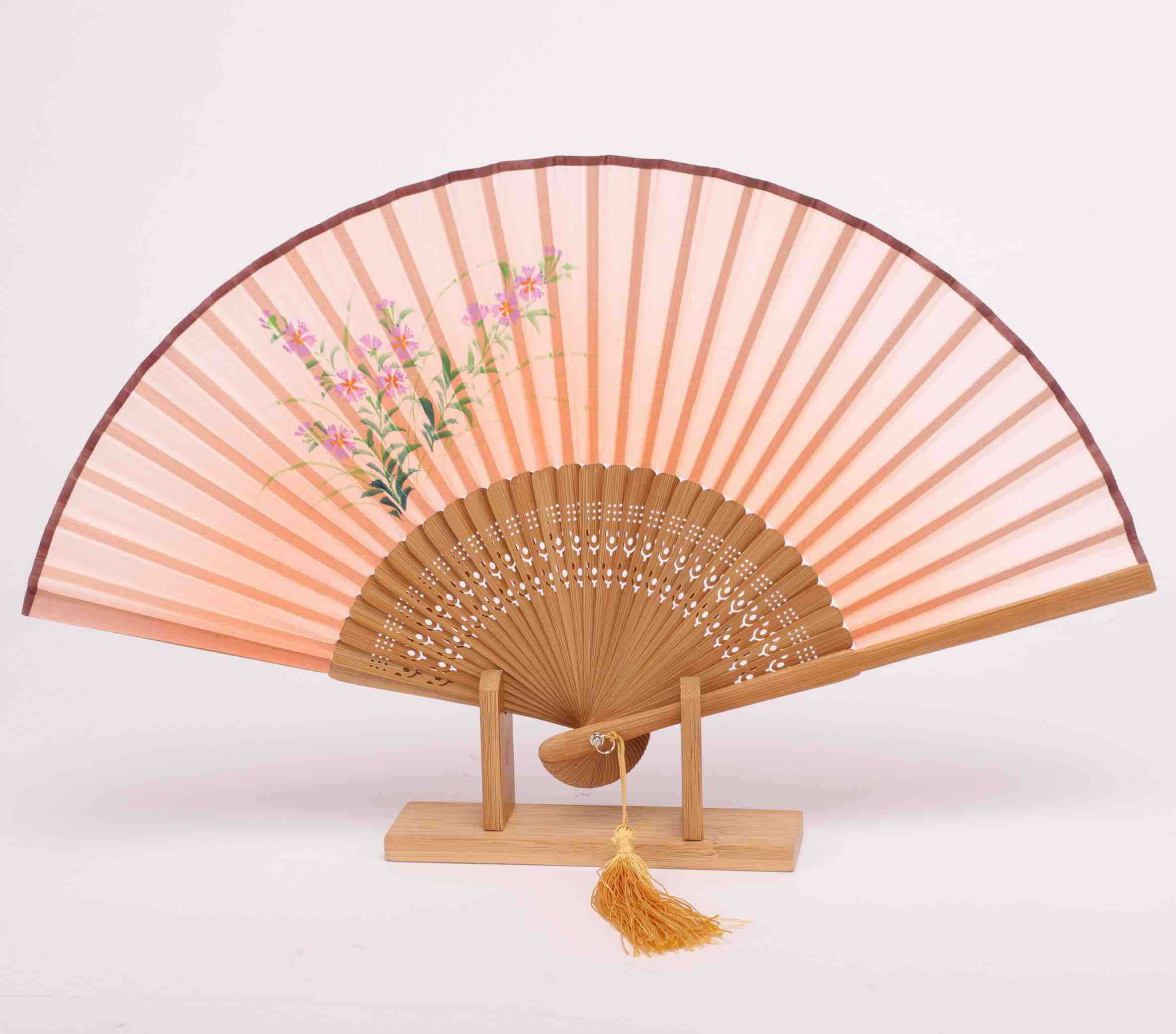 桑蚕丝手工画竹骨扇  CSS1363001  05R粉