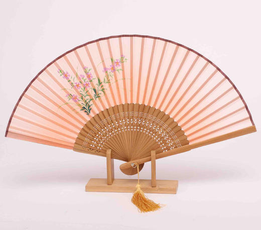 桑蚕丝手工画竹骨扇  CSS1363001  05R粉 商品图0