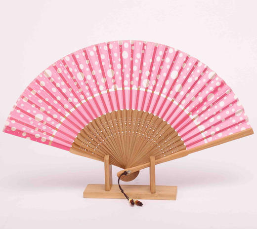 Korssan 桑蚕丝手工印花竹骨扇  KSS1563001 01R粉 商品图0