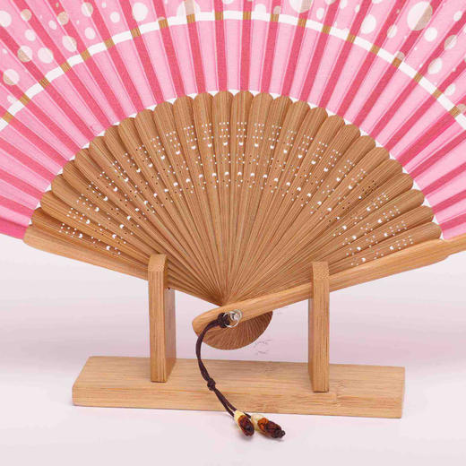 Korssan 桑蚕丝手工印花竹骨扇  KSS1563001 01R粉 商品图1
