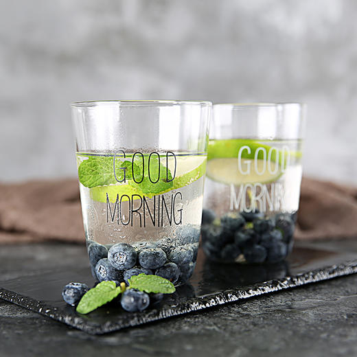 INS同款goodmorning早餐杯玻璃杯黑白2个装 商品图2