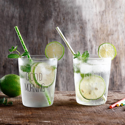 INS同款goodmorning早餐杯玻璃杯黑白2个装 商品图1