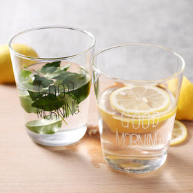 INS同款goodmorning早餐杯玻璃杯黑白2个装