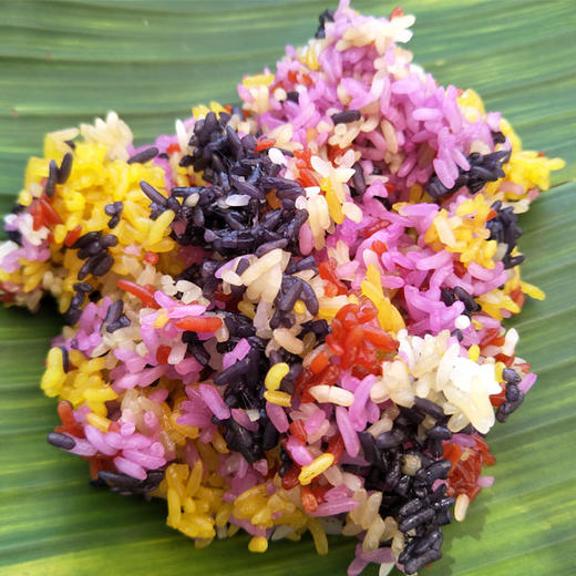 云南特色七彩花米饭丘北壮乡纯植物七彩手工花糯米