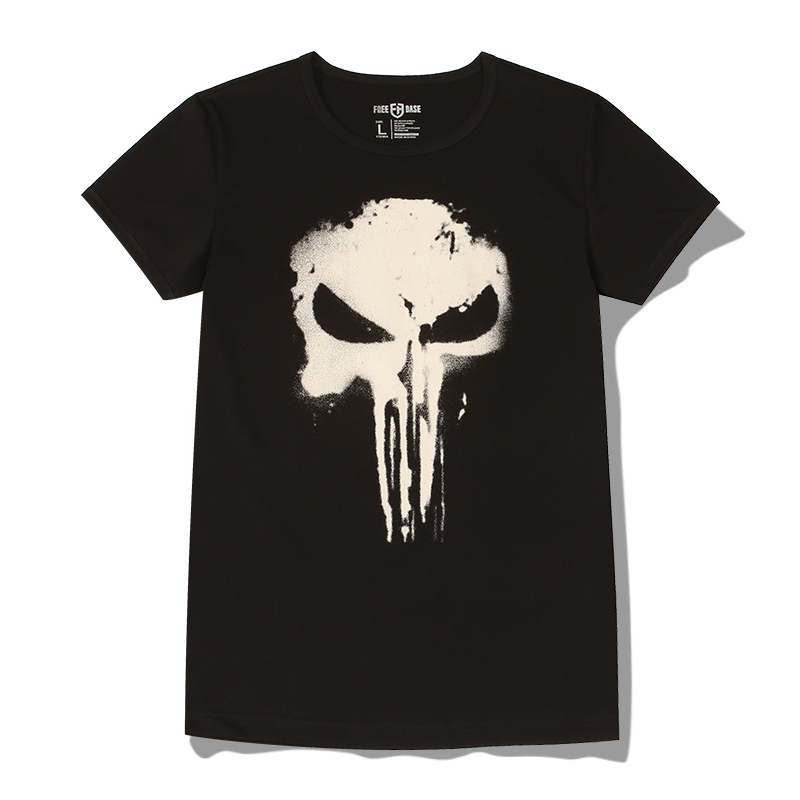 【19.9元1件】自由基地惩罚者紧身短T潮流印花修身体恤punisher印花T
