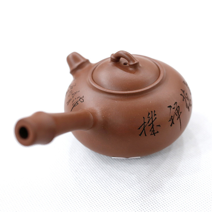 【竹韵侧把壶】吴秋平大师手工紫砂壶