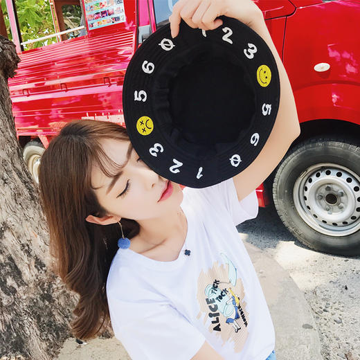 韩版新款贴布翻檐笑脸渔夫帽子数字渔夫帽JPY带授权招加盟代理 商品图2