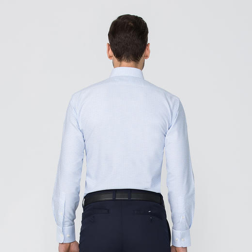 【浅蓝中格  DP 长袖 剩余S M码】JAMES KINGDOM 男士免烫系列商务长袖衬衫 商品图3