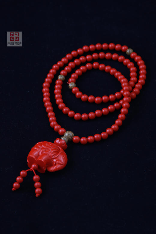 吉祥天地    辰砂大象佛珠项链 商品图0