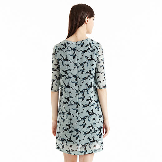 EITIE爱特爱女装夏季只投拼接刺绣印花五分袖短裙连衣裙55072102 商品图2