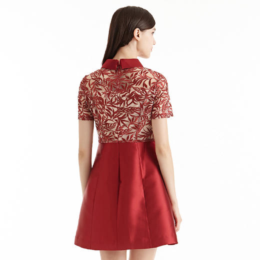 EITIE爱特爱女装秋季精致刺绣绣花短袖高腰A字裙礼服短裙5677308 商品图2