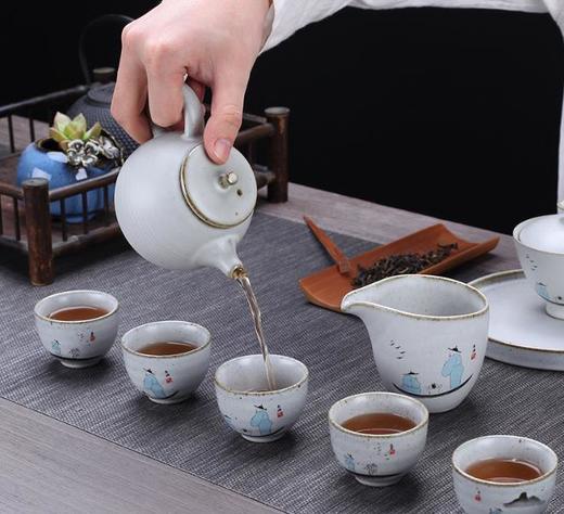 【茶杯茶具】。德化粗陶功夫茶具茶壶套装 创意黑陶整套盖完品茗杯 商品图2